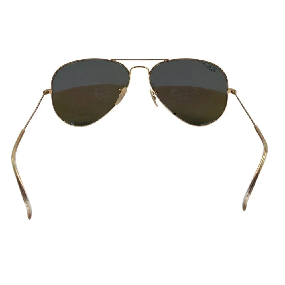 Ray-Ban Aviator RB3025 Blue Flash Polarized Lens w Gold Frame 58 mm Case & Cloth